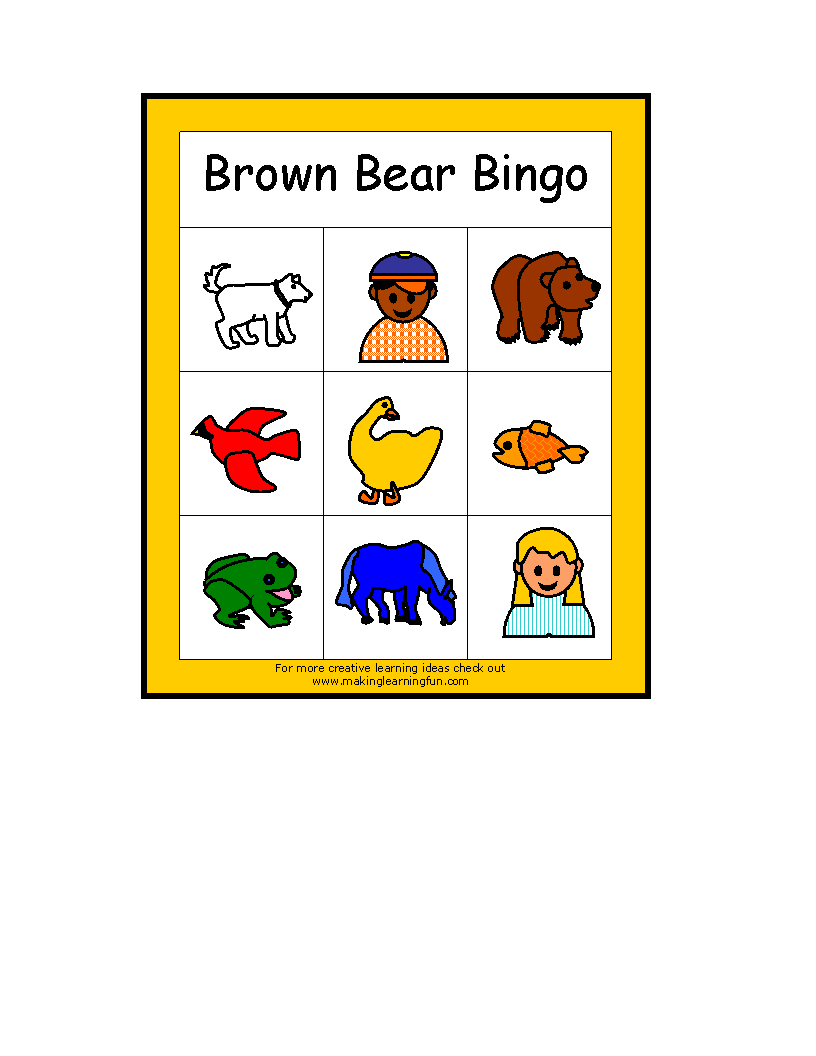 BROWN BEAR BINGO GAME learningenglishesl